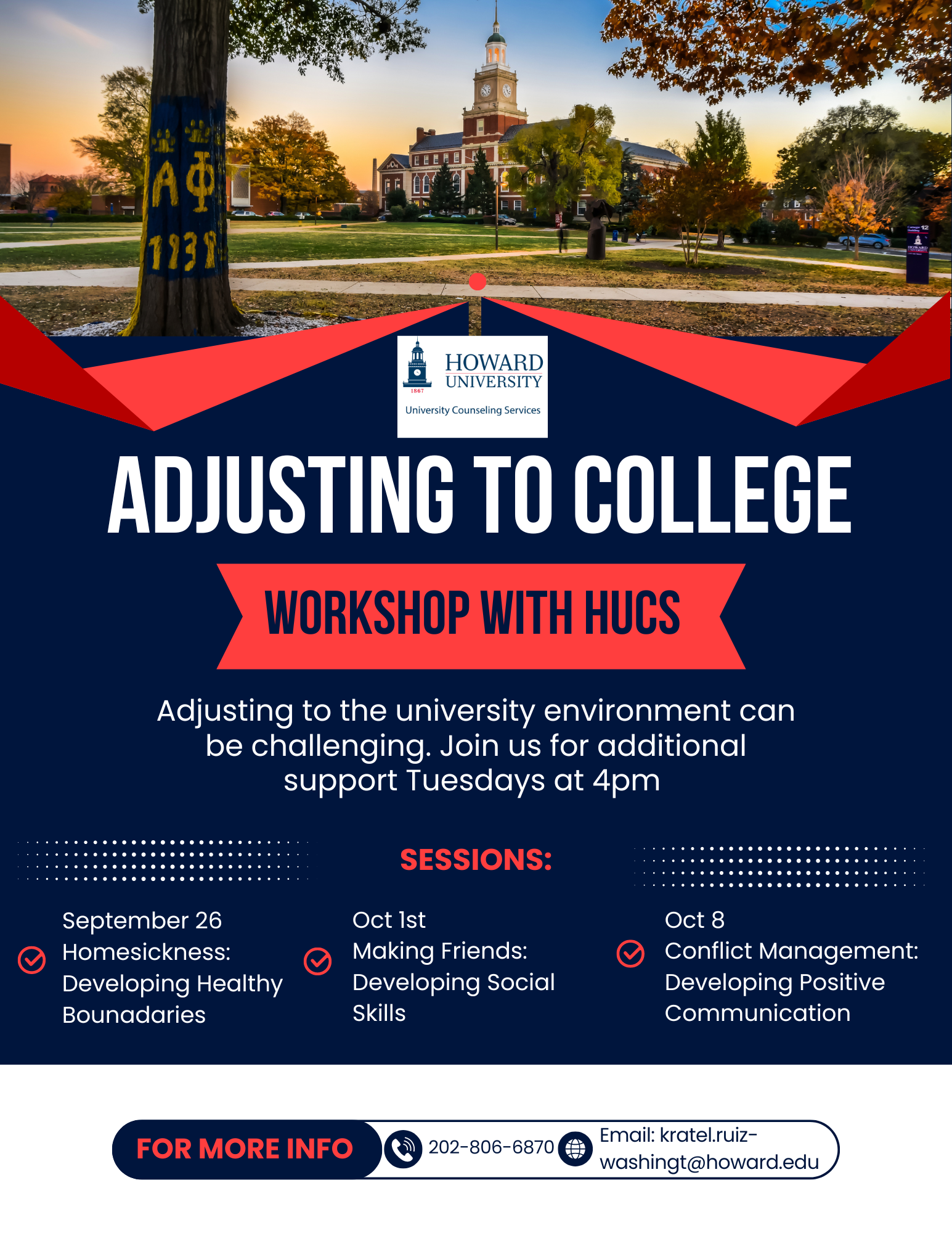 Adjusting to College Workshop Flyer