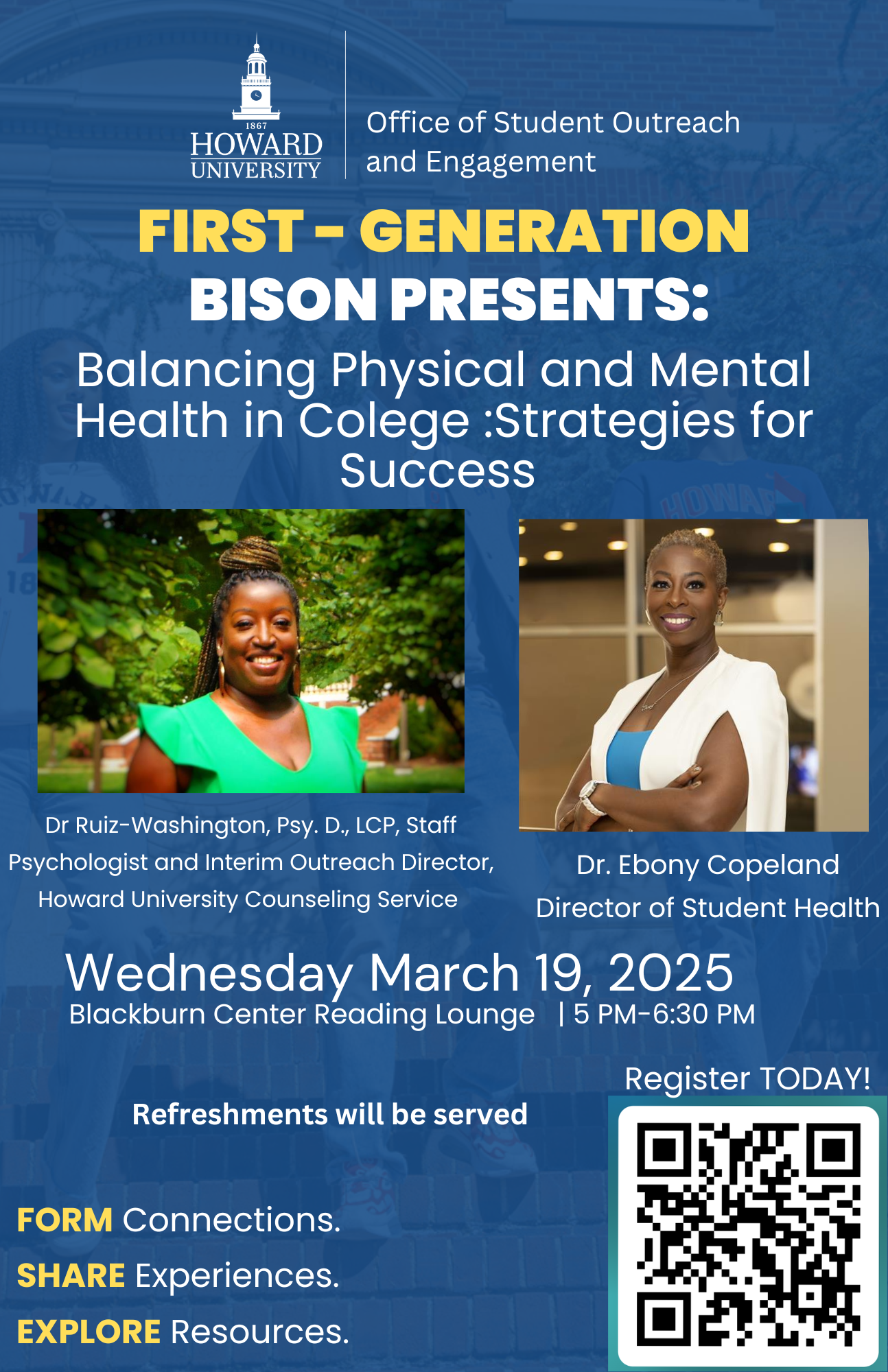 First Generation Bison Event on 3/19/25 at 5pm in Blackburn Reading Lounge