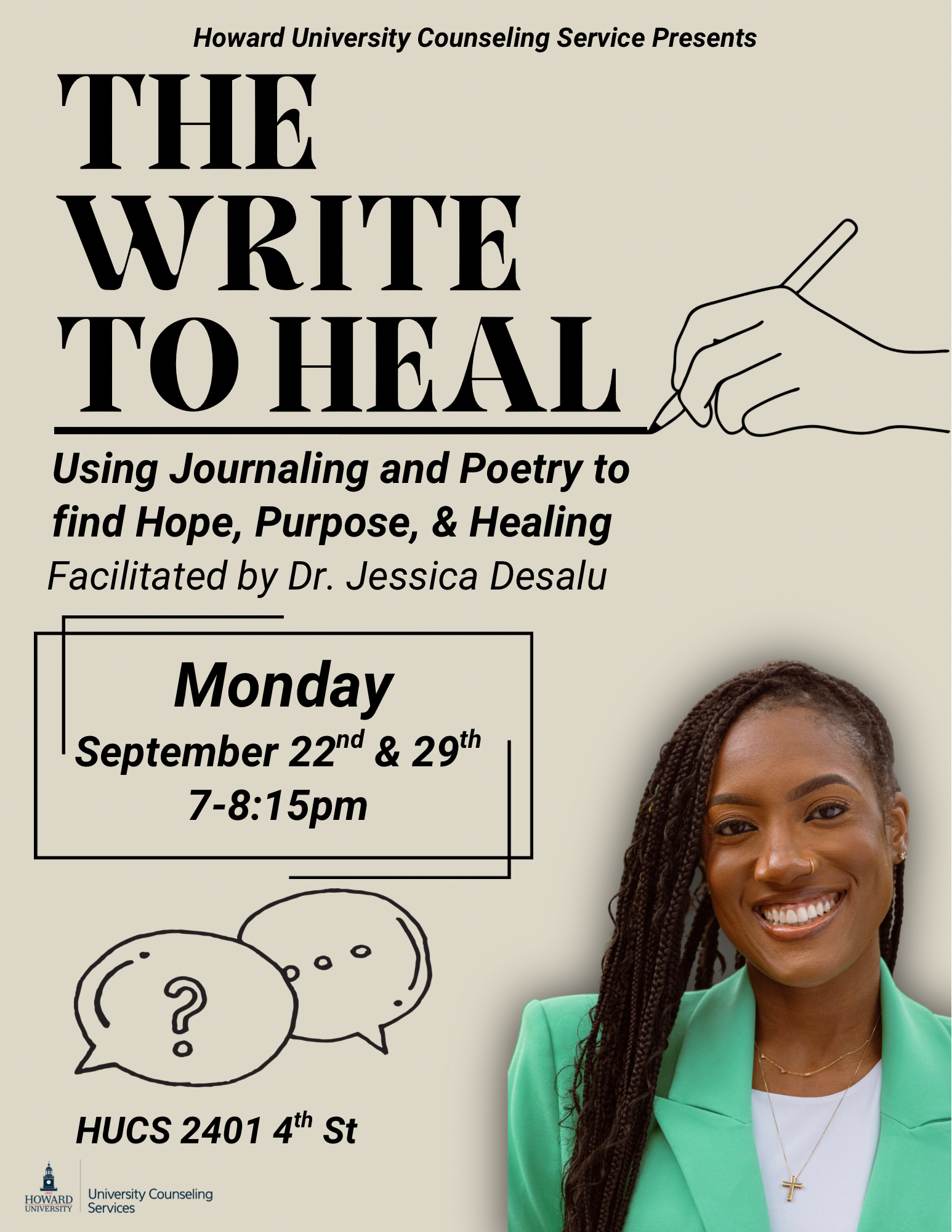 Write To Heal Workshop on 9/22/24 and 9/29/25 from 7pm-8:15pm at 2401 4th St. NW