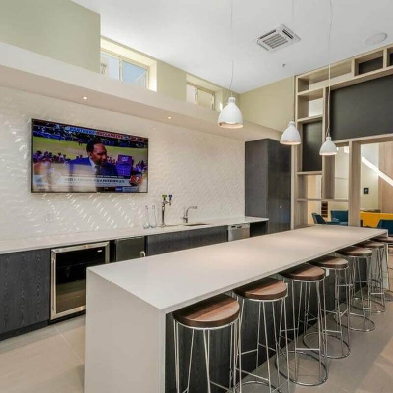 Coffee bar lounge at Carver Apartments