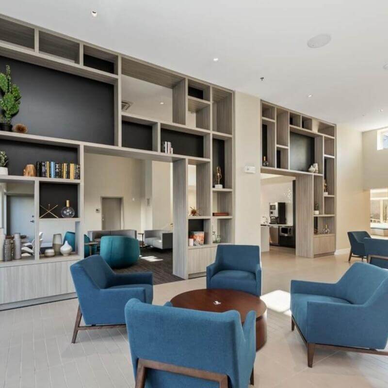 Common area lounge at Carver Apartments