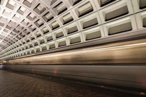 A long exposure of the Washington, DC, metro.